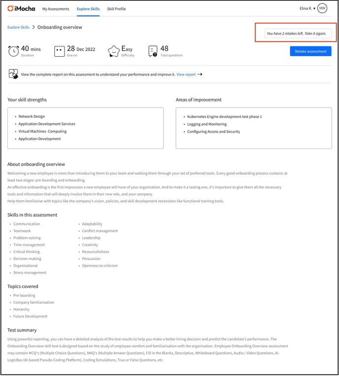 7 Assessment details For completed assessments