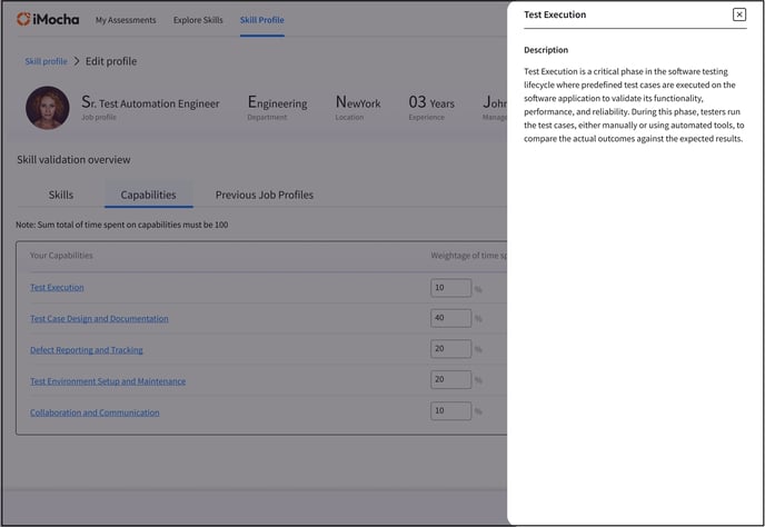 Skill Profile Edit - capabilities Tab - skill description