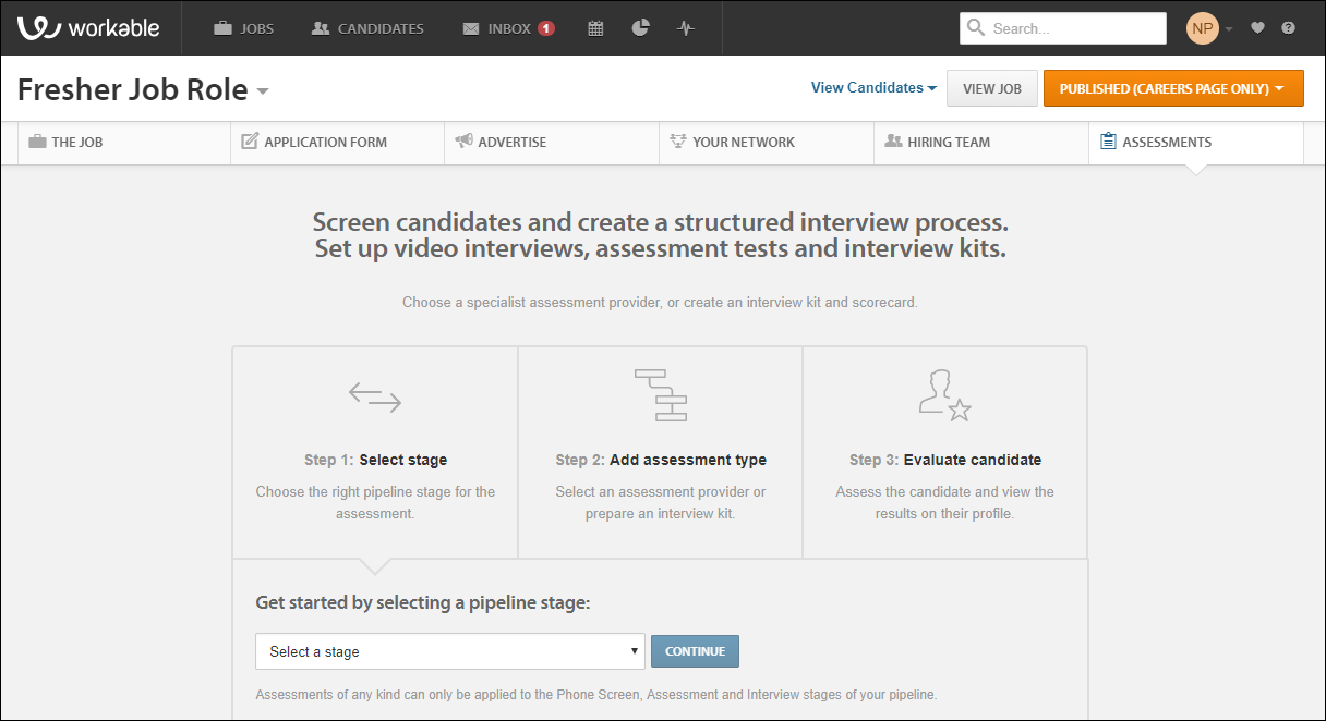 Workable Dashboard