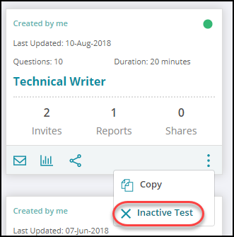how to make the test Inactive