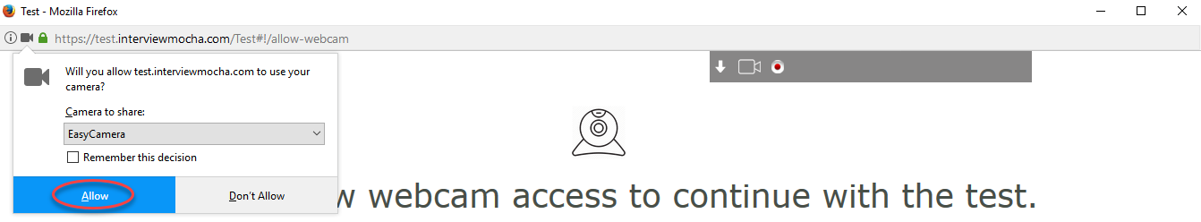 Allow access to webcam for FireFox