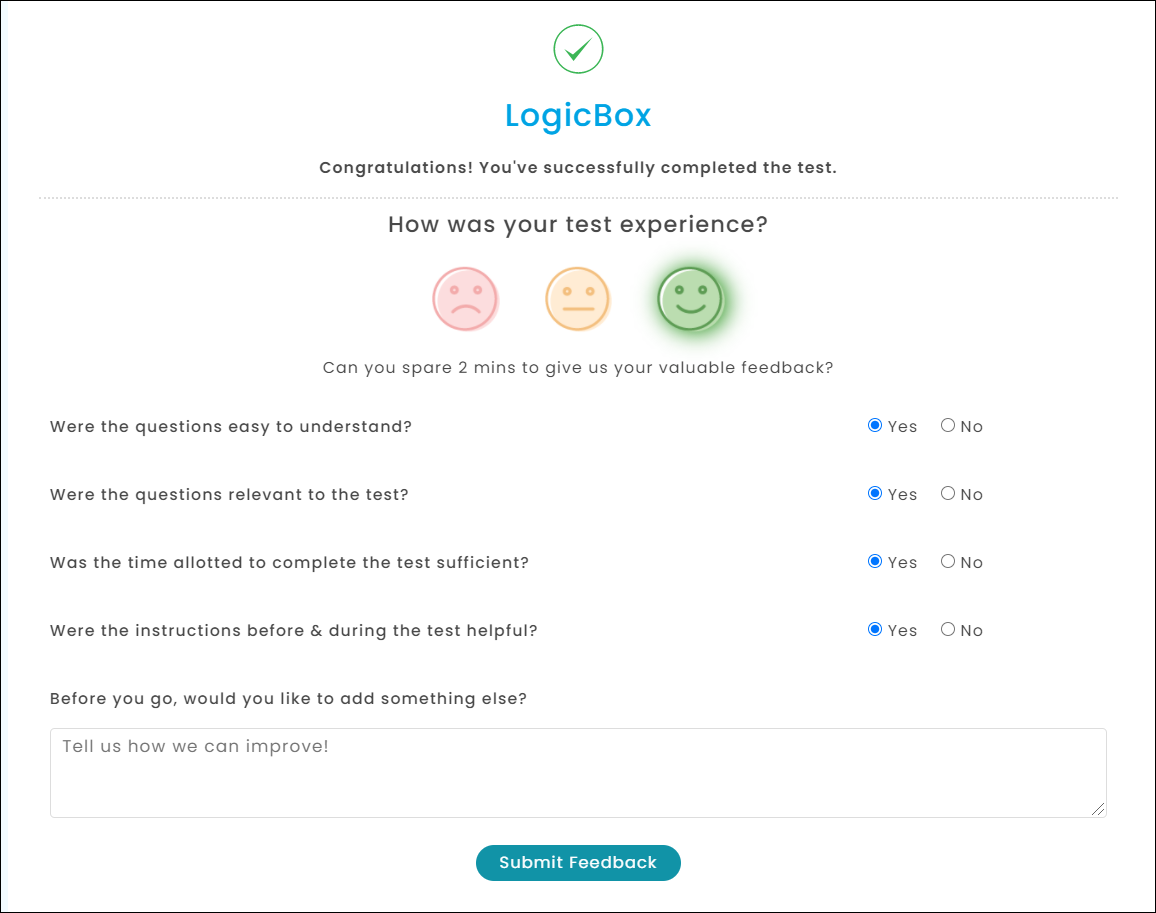 LogicBox - candidate feedback
