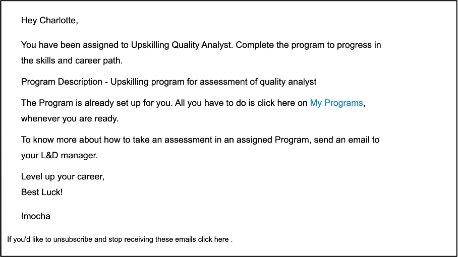 employee program assignment email