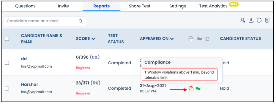 Window violation details