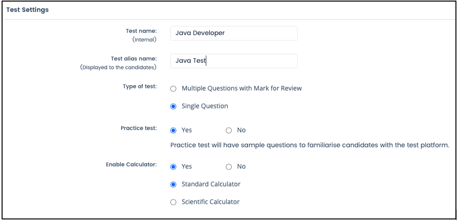 Test Setting 